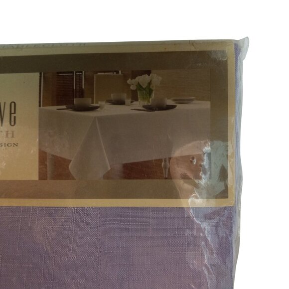 Linen Weave Tablecloth 70" Square Classic Mitered Design Lavender Vintage NEW - Picture 10 of 10